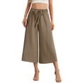 thumbnail image 1 of Women's Pants Fashion Casual Pants For Women Flowy Linen Wide Leg Tie Knot Loose Beach High Waisted Trousers With Pockets, 1 of 7