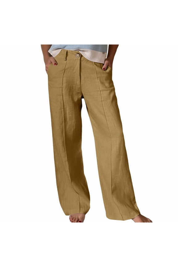 Women's Pants Fashion Casual Pants For Women High Waist Wide Leg Pants Comfortable Straight Leg With Buttons Zipper Pockets Loose Fit For Daily Wear