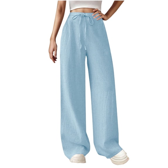Women's Pants Fashion Casual Pants For Women Pure Salad Rope High Waisted Casual Cotton