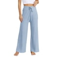 thumbnail image 1 of Women's Pants Fashion Casual Pants For Women Rib Knit Wide Leg Elastic Waist Casual Flowy Sweater, 1 of 5