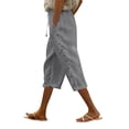 thumbnail image 1 of Women's Pants Fashion Casual Pants For Women Solid Color Cotton Linen Elastic Seven Beach Casual Linen, 1 of 6