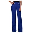 thumbnail image 1 of Women's Pants Fashion Casual Pants For Women Solid Waisted Cut Boot Legs Trousers High Casual Loose, 1 of 7
