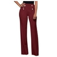 thumbnail image 1 of Women's Pants Fashion Casual Pants For Women Solid Waisted Cut Boot Legs Trousers High Casual Loose, 1 of 7