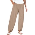 thumbnail image 1 of Women's Pants Fashion Casual Pants For Women Spring And Summer Elastic Waist Cotton Linen Loose Casual Home, 1 of 5