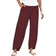 thumbnail image 1 of Women's Pants Fashion Casual Pants For Women Spring And Summer Elastic Waist Cotton Linen Loose Casual Home, 1 of 5