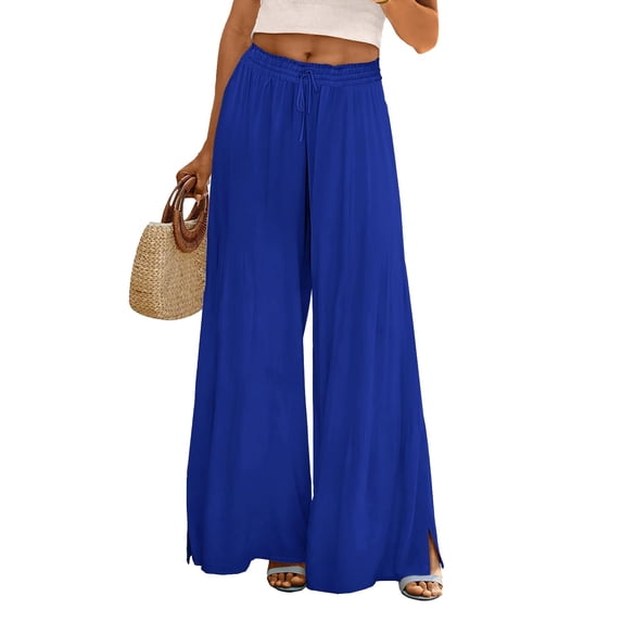 Women's Pants Fashion Casual Pants For Women Summer High Waist Wide Leg Floral Casual Cotton Casual