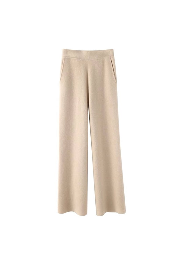 Women's Pants Fashion Casual Pants For Women Sweat Winter High Waist Wool Wide Leg Casual Straight Loose