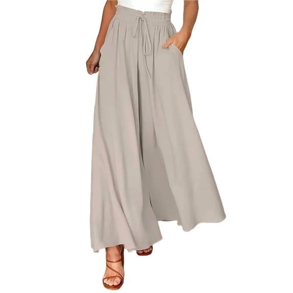 Women's Pants Fashion Casual Pants For Women Wide Leg Flowy Drape Ruffle Waist