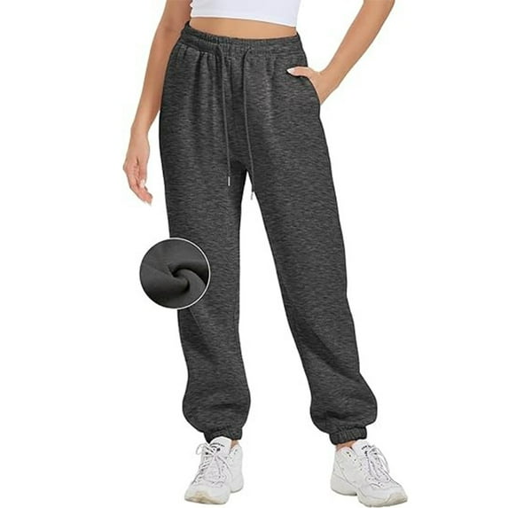 Women's Pants Fashion Drawstring Solid Color Bunched Feet Sports Sweatpants Dark Gray Loose Pants for Women L