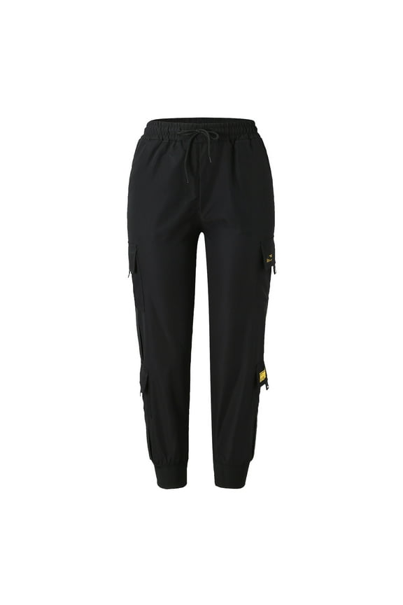 Women's Pants Fashion Hight Waist Loose Sport Work Harem Streetwear Black Trousers Sizes L