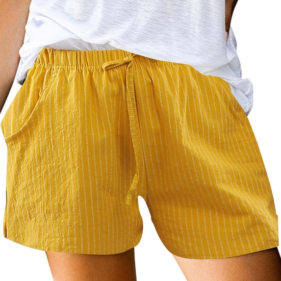 Women's Pants Fashion Shorts For Women Summer Cotton Casual Striped Shorts Pocket