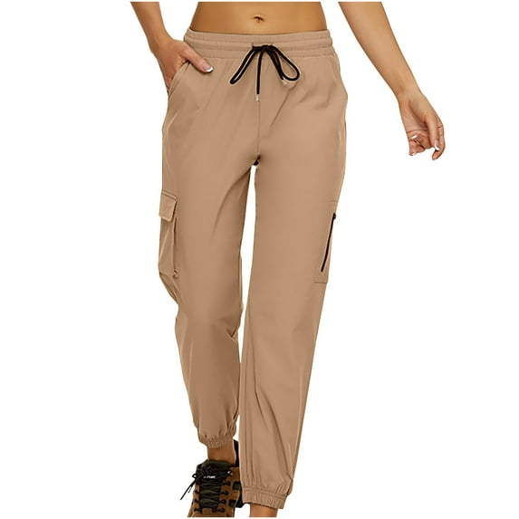 Women's Pants Fashion Womens Casual Solid Color Casual Elastic High Waist Wide Cropped Leg Loose Outdoor Fitness Running Climbing Trousers Pocket Pants