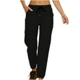 thumbnail image 1 of Women's Pants Fashion Womens Casual Solid Color Casual Elastic High Waist Wide Cropped Leg Loose Outdoor Fitness Running Climbing Trousers Pocket Pants, 1 of 6