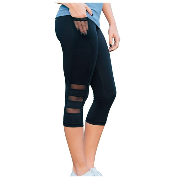 Women's Pants Fashion Yoga Pants Women 7 point Running Sports Leggings Side Pocket Mesh Yoga