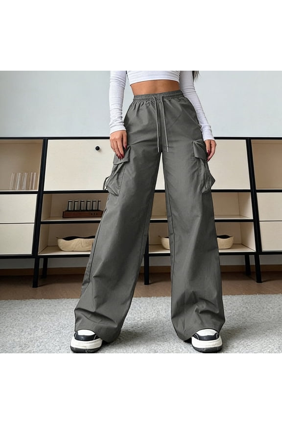 Women's Pants Gothic Cargo Baggy Wide Leg Vintage Casual Harajuku Trousers for Girls Streetwear