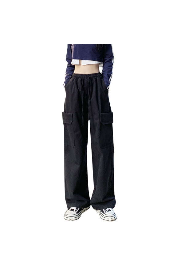 Women's Pants Gothic Y2k Cargo Baggy Wide Leg Vintage Casual Harajuku Trousers for Girls Streetwear