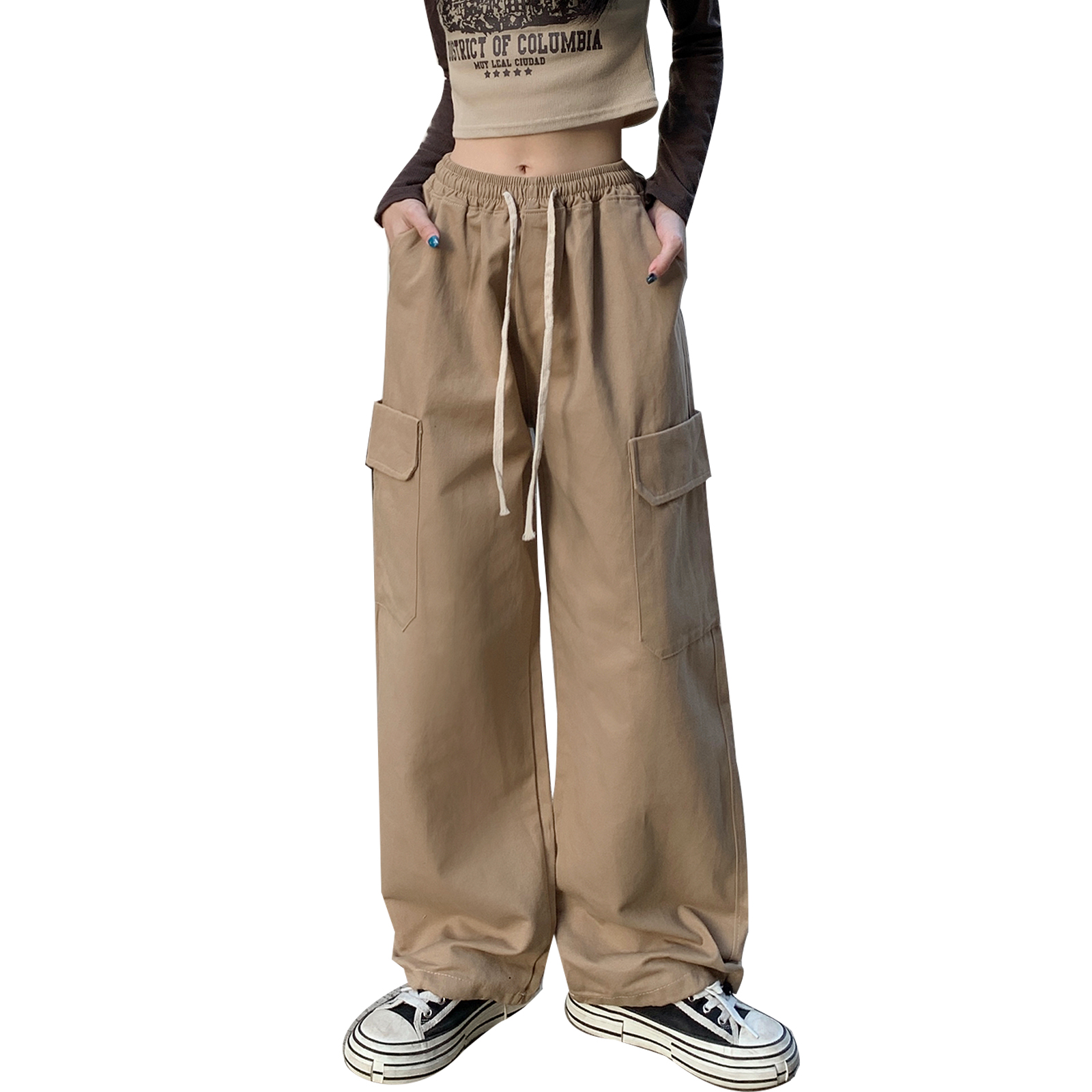 Pantaloni Cargo Y2k Da Donna Pantaloni Larghi Multiple Tasche