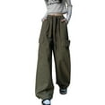thumbnail image 1 of Women's Pants Gothic Y2k Cargo Baggy Wide Leg Vintage Casual Harajuku Trousers for Girls Streetwear, 1 of 5