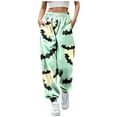 thumbnail image 1 of Women's Pants Festival Sweatpants Printed Drawstring With0Pockets Cartoon Mint Green Trousers Pants for Women L, 1 of 4