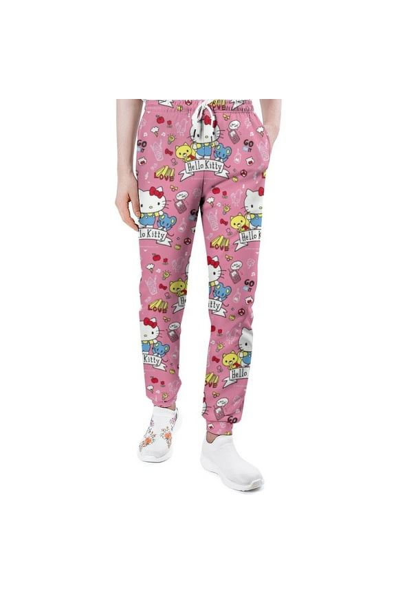 Women's Pants Hello Kitty Sweatpants for Women Joggers Pant 3D Printed Sports Pants Workout Pants with 2 Side Pockets.S