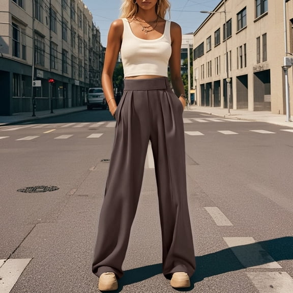 Women's Pants High Waisted Straight Wide Leg Baggy Coffee Pant Casual Outfits Comfortable Work Pants Womens Work Clothes Women's Clothes