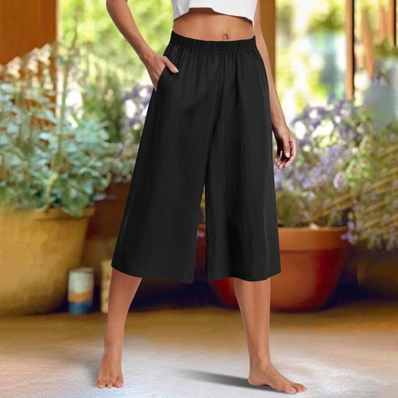 Women’s Pants High Waisted Trousers Baggy Pants Capri Slacks Casual Outfits Comfy Clothes Women's Fashion