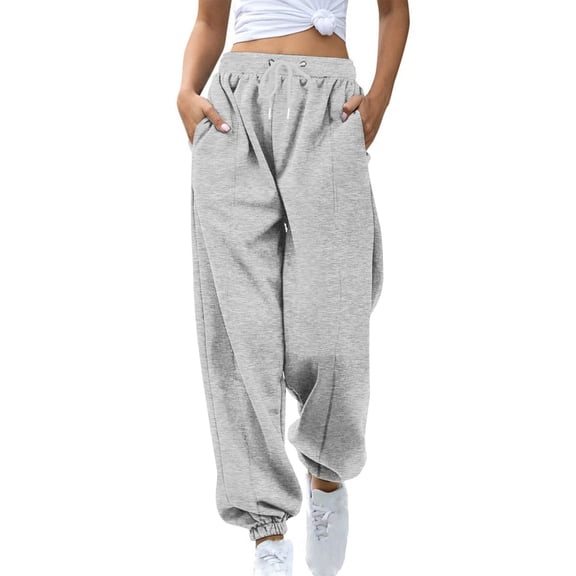 Women's Pants Loose Fitting Leggings Fashionable and Elegant High Waisted Leg Tied Plush Sanitary Pants Casual Sports Pants Women’s Sweatpants