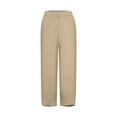 thumbnail image 1 of Women's Pants Loose Straight Summer High Casual Waist Long Solid Cotton Pants for Woman, 1 of 8