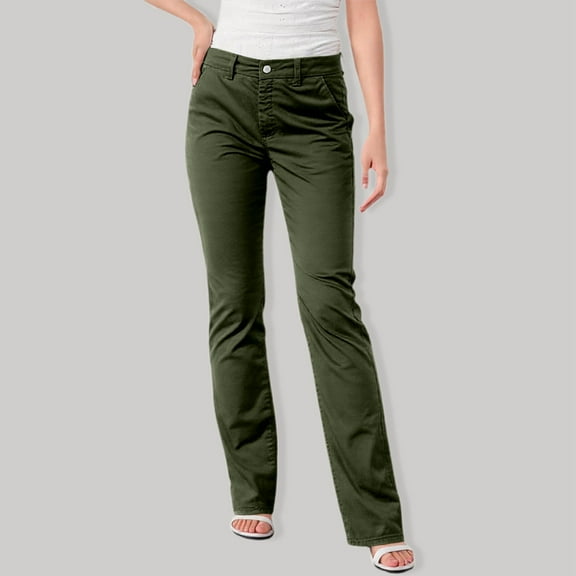 Women's Pants Petite Plus Black Dress Pants Women Petite Length Women's Solid Color Stylish Casual Straight Leg Pants with Button Closure and Pockets Comfortable Work Trousers for Daily Commute