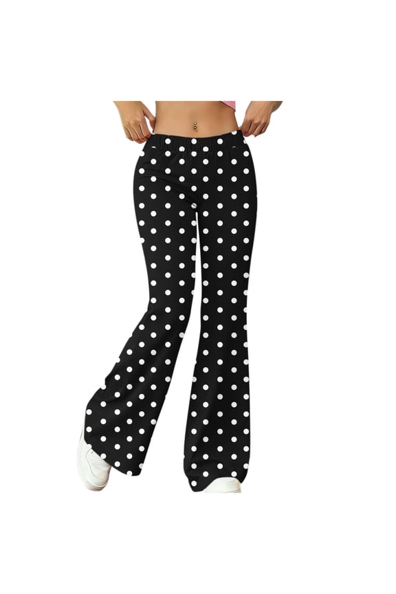 Women's Pants Petite,Women's Polka Dots Printed Flare Leggings High Waisted Yoga Pants Tummy Control Workout Sports Leggings