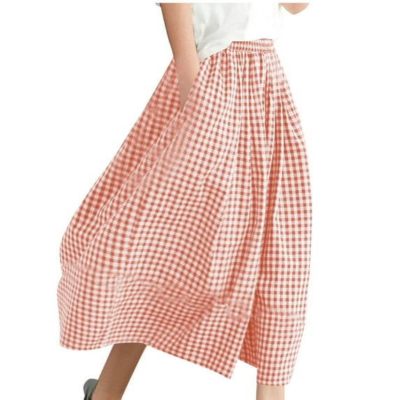 Women's Pants Plaid Solid Color Loose Pants Fashion Spring and Summer Cute Comfortable Elastic Waist With Pocket Long Pants Casual Oversized High-Waisted Pants Confidence Boosting,Effortless