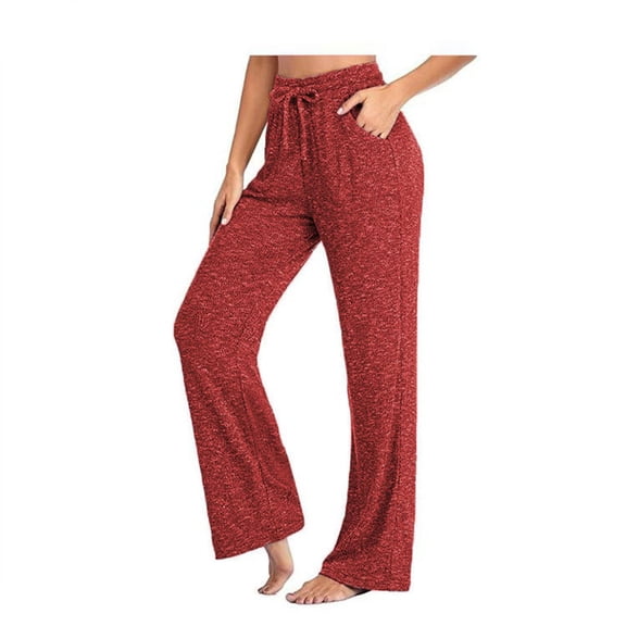 Women's Pants Plus Size Casual Jogger Pants for Women Solid Color Comfy High Rise Pants for Women Fashion Loose Fit Workout Pants(Red M)
