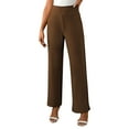 thumbnail image 1 of Women's Pants Plus Size, Womens Solid Color Casual High Waisted Straight Leg Sports Pants Women High Waisted Pants (Coffee,L), 1 of 7