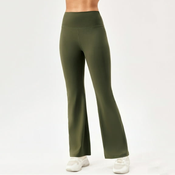 Women's Pants With Pockets And Elastic Waistband High Rise Bootcut Summer Fashion Casual Solid Color Sports Yoga Outwear High Waist Long Pants For Women