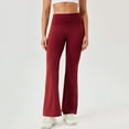 thumbnail image 1 of Women's Pants With Pockets And Elastic Waistband High Rise Bootcut Summer Fashion Casual Solid Color Sports Yoga Outwear High Waist Long Pants For Women, 1 of 7
