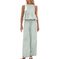 thumbnail image 1 of Women’s Pants Set for Casual Weekend Wear Sleeveless Top and Straight Leg Pants Modern Two Piece Ensemble Plaid Green XXL, 1 of 6