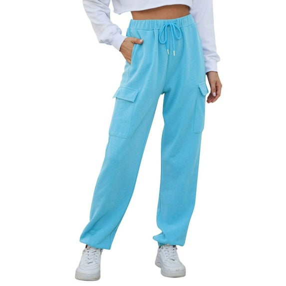 Women's Pants Solid Color Pocket Corset High-Waisted Sweatpants Long Pants Women's Sweatpants with Pockets