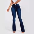 thumbnail image 1 of Women's Pants Solid Color Slim Fit Ladies Jeans High Waist Female Stretch Flared Jeans Women's Trousers, 1 of 2