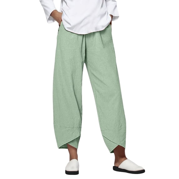 Women's Pants, Solid Elastic Loose Casual Pants, Daily Bottoms With Convenient Side Pockets