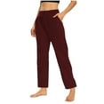 thumbnail image 1 of Women's Pants Solid Soft Comfy Lightweight Wide Leg Yoga Pants for Women Red M, 1 of 5