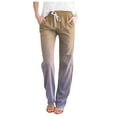 thumbnail image 1 of Women's Pants Spring And Summer Gradient Color Lace Up Pocket Loose Wide Legged Cropped Casual Trousers, 1 of 4