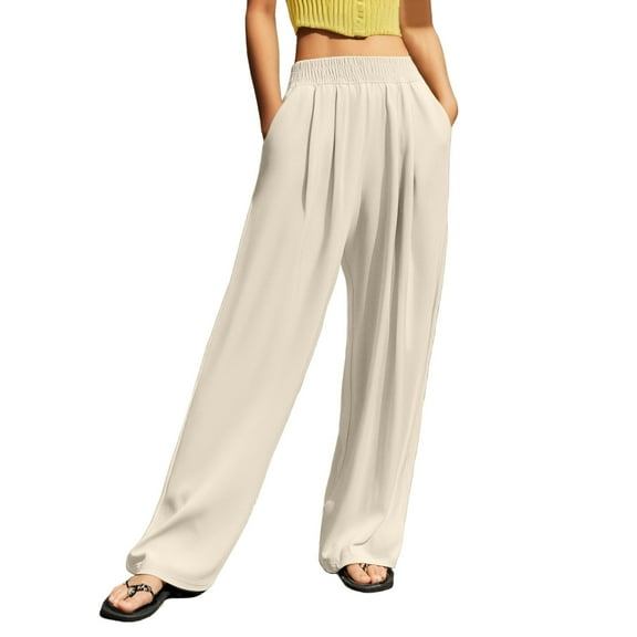 Women’s Pants Straight Leg Baggy Beige Pants Casual Outfits Soft Pants Flowy Pants for Women