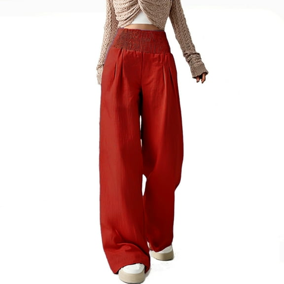 Women’s Pants Straight Leg Baggy Red Pants Women Casual Comfy Work Pants Clothes Women