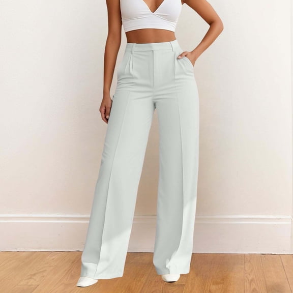 Women’s Pants Straight Leg High Waisted Baggy White Pants Casual Outfits Comfy Dress Pants Womens Business Casual Pants Clothes for Women