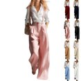 thumbnail image 1 of Women's Pants Summer Vintage Suspender Overalls Adjustable Strap Wide Leg Dressy Jumpsuit High Waist (Pink L), 1 of 6