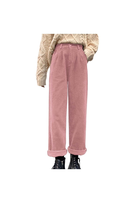 Women's Pants, Vintage High Waist Straight Leg Corduroy Trousers, Retro Stylish Casual Daily Fashion Bottoms