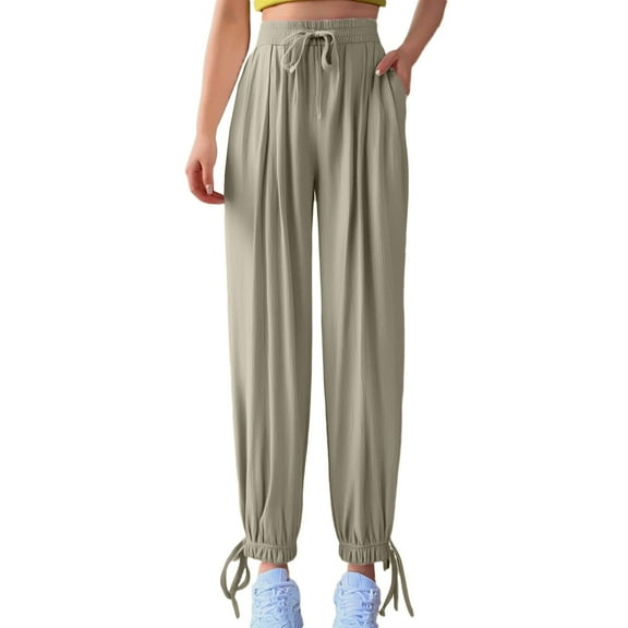 Women’s Pants Wide Leg Baggy Beige Pants Women Casual Comfy Pants Trendy Womens Clothes