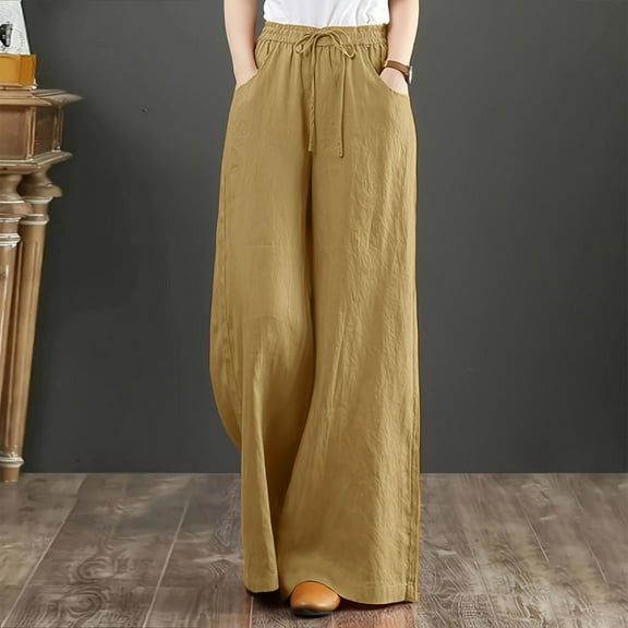 Women’s Pants Wide Leg Dress Pants Baggy Yellow Pant Womens Pants Casual Soft Pants Women Clothing