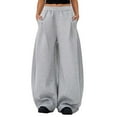 thumbnail image 1 of Women's Pants Wide Leg Elastic High Waist Casual Joggers with Pockets 2025 Stretch Comfy Trendy Solid Loose Fit Trousers, 1 of 5