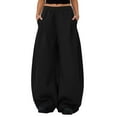 thumbnail image 1 of Women's Pants Wide Leg Elastic High Waist Casual Joggers with Pockets 2025 Stretch Comfy Trendy Solid Loose Fit Trousers, 1 of 5